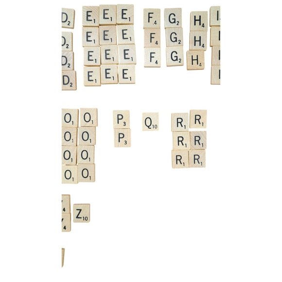 Vintage Scrabble Letter Wood Tiles 1948 Replacement Original 105 Tiles Included - Picture 3 of 5